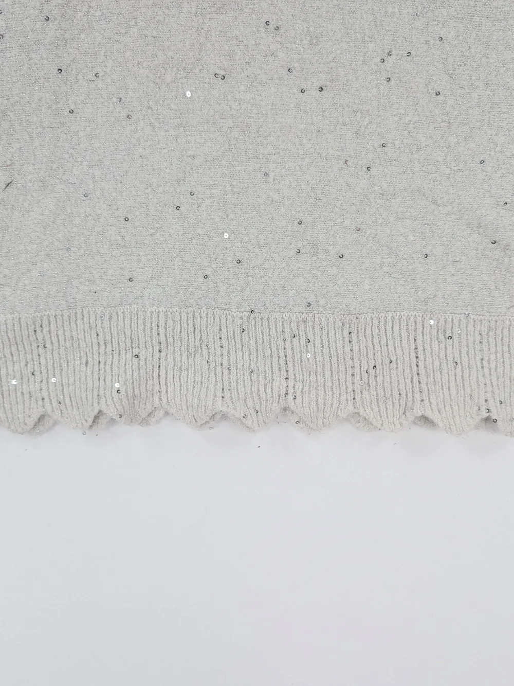 ELLE Light Gray Sparkle Cable-Sleeve Sweater